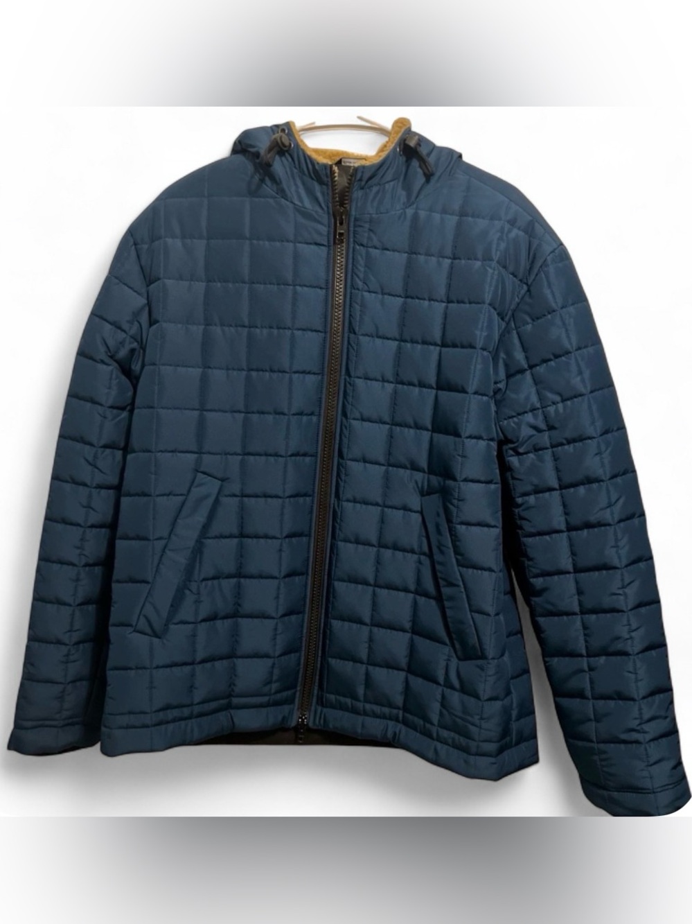 YOON Blue Quilted Puffer Jacket Hooded Zip Men's Size 50 Made In Italy Rare